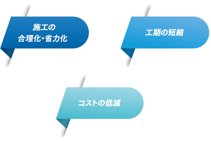 施工の合理化・省力化／工期の短縮／コストの低減